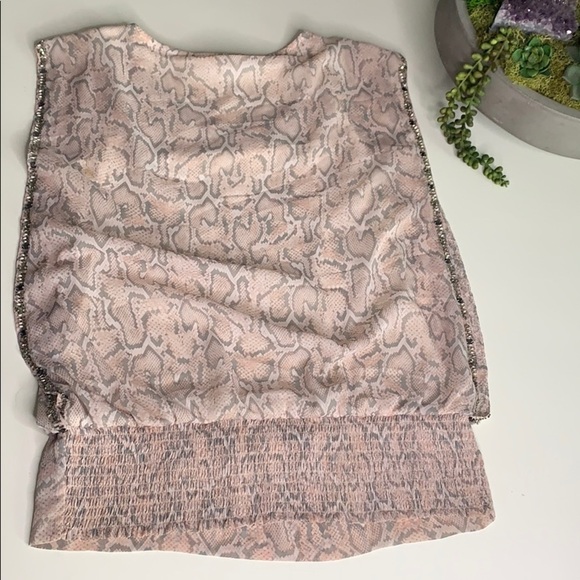 Cache Pink Beaded Snake Print Sleeveless Blouse Small - Picture 3 of 12